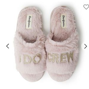 Dearfoams I Do Crew Slide Faux Fur Slipper Pale Mauve Pink Size Large (9-10)